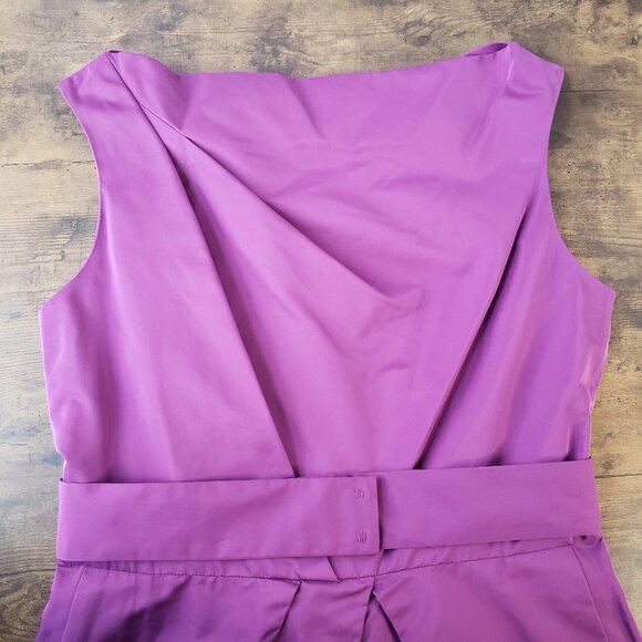 Purple Lida Baday Formal Dress w Belt Silk Poly Blend - Picture 4 of 10